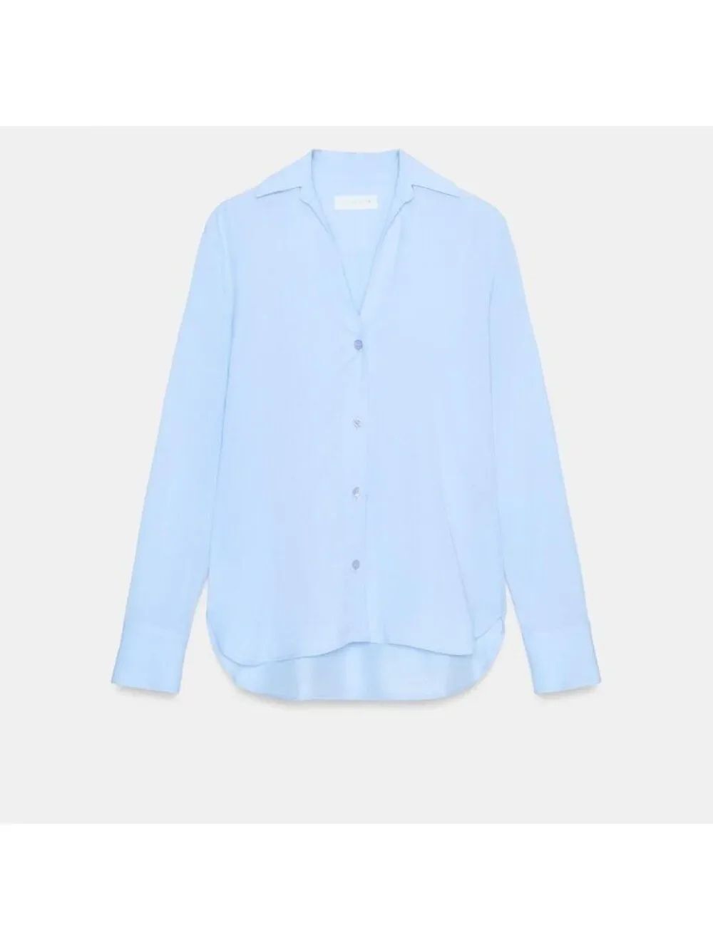 Zara Women Shirt XL Button Up Light Blue Relaxed Cotton Long Sleeve 8041/278 NWT